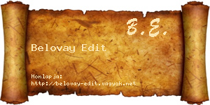 Belovay Edit névjegykártya